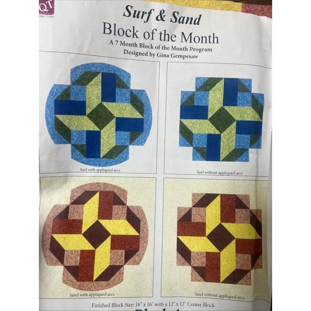 Block Of The Month Surf & Sand Quilting Treasures  Block 4 Of 7 BOM 16x16 Square